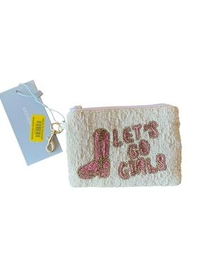 Antonio Melani NWT Beaded 'Let's Go Girls' Pouch - Pink Boot Design